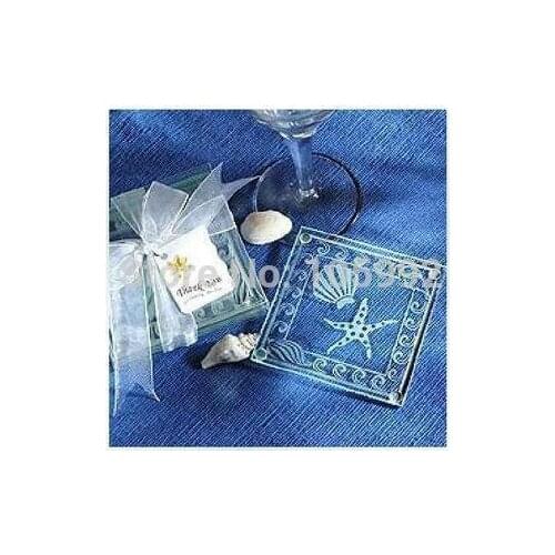 Starfish Shell Coasters Glass Coaster Gift Wedding Favor fashion boutique 10box=20pcs House Moving gift