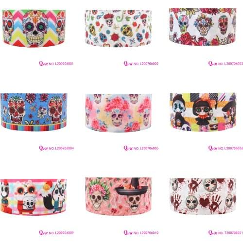 Q&N ribbon 16mm ~ 75mm Skull 50yard Ribbons gift box with logo DIY sewing/FOE free shipping lace ribbon