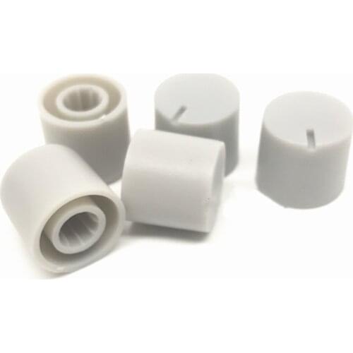 10pcs Potentiometer Knob 14*13mm 6mm Shaft Hole Dia Plastic Threaded knurled Potentiometer Knobs Caps