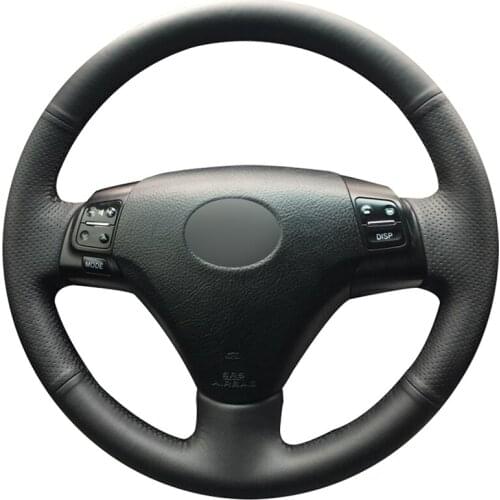 Hand-stitched Black Genuine Leather Car Steering Wheel Cover for Lexus GS300 2004 2005 2006 2007 ES250 2005