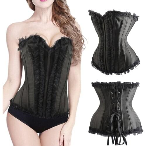 S-3XL Overbust Corsets Womens Corset Top Sexy Bandage Body Shapewear Lingerie Mesh Steel Boned Bustier Slimming Waist Shaper