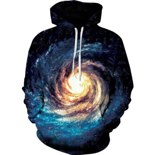 S-XXXL Autumn Men/Women Hooded Hoodies Print Hoodies Black Hole Stars Space Galaxy 3d Sweatshirs with hat Unisex Pullovers