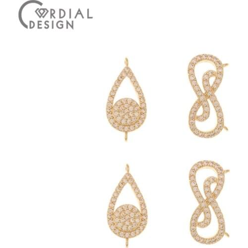 Cordial Design 30Pcs 9*18MM Jewelry Accessories/Hand Made/Charms/Earring Findings/DIY Jewelry Making/CZ Connectors For Bracelets