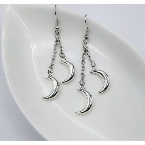 Crescent Moon earrings mystic gothic jewelry Lunar witch celtic Pagan Wiccan luna Moon phase witchy Goddess Fashion woman gift