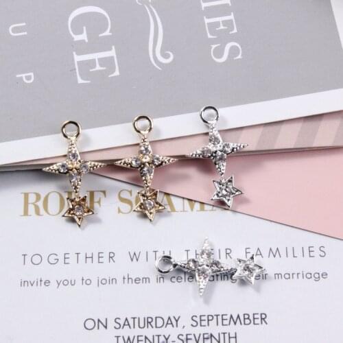 10PCS/Lot Silver Gold Color Tone Crosses Shape Charm With Rhinestone Charm Pendants For Bracelet DIY Jewelry