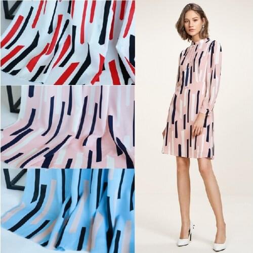 Wide 59" Striped Printed Chiffon Fabric Dress Fashion Material By the Yard