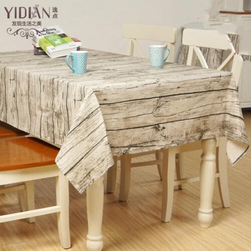 European contracted wood grain cotton and linen table cloth Dustproof tea table cloth