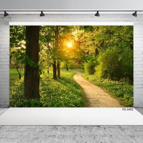 Trees Grassland Pathway Sunshine Photography Background Vinyl Backdrop for Baby Children Portrait Scenery Photocall Fond Photo