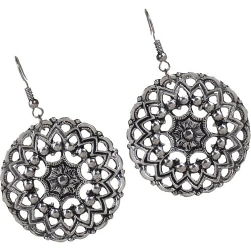 1 Pair Vintage Lotus Flower Drop Dangle Stud Earrings Elegant Party Decorations