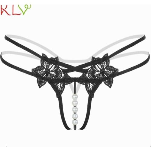 Women Underwear Sexy Lace Pearl G-string Thong Seamless Womens Panties Transparent Briefs Female Lingerie Erotic Babydoll 19Dec