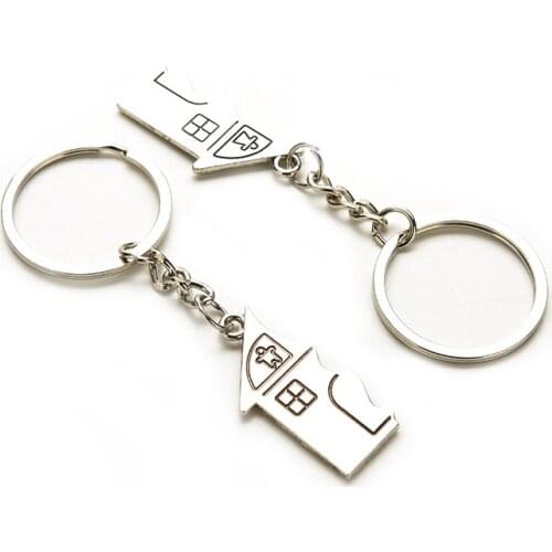 1 Pair Key Chains Romantic House Keychain Personalized Souvenirs Lanyard Keyring Valentines Day Love Key Fob Gift