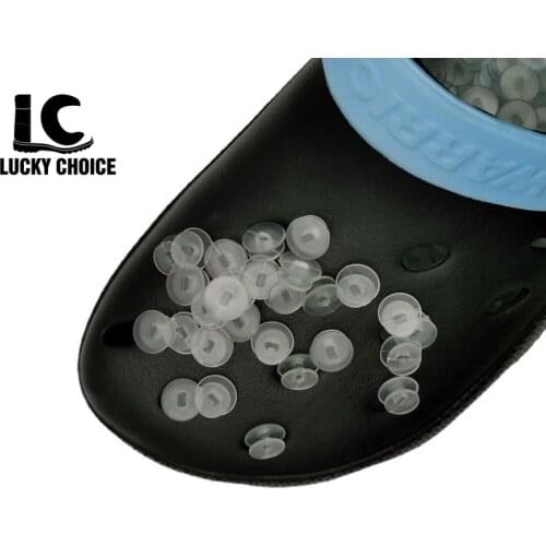 100/200pcs 1.2cm Black Transparent Plastic Buttons for Crocs Ornaments DIY Shoes Charms Buckles Accessories for Handmade Gift