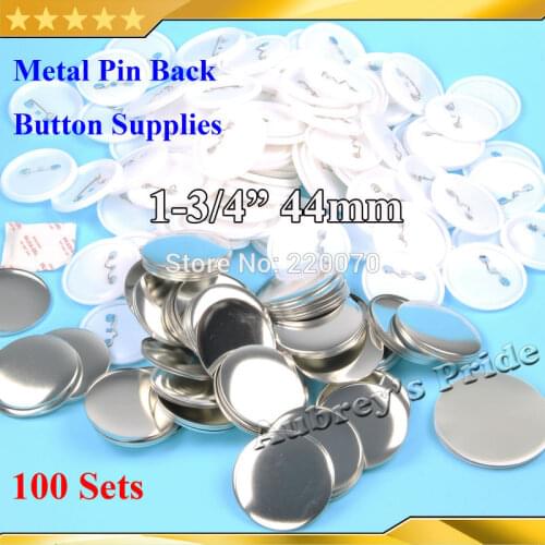 100Sets 1-3/4" 44mm Plastic Pin Back Pinback Button Supply Materials for Professional All Steel Badge Button Maker