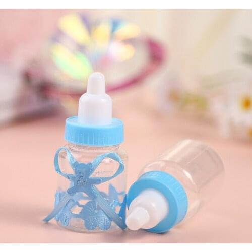 12pcs Baby Shower Candy Box Bottle Pink Girl Blue Boy Wedding Favors Gift Gender Reveal Party Favours