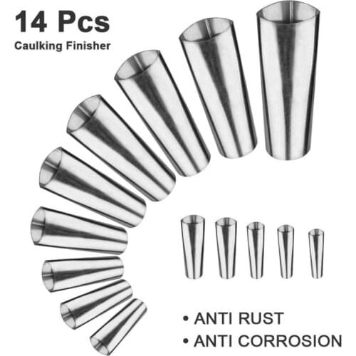 14PCS Caulking Finisher Silicone Sealant Nozzle Glue Remover Scraper Stainless Steel Caulking Gun Nozzle Applicator Tool