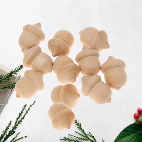 20 Pcs Wooden Acorns Unfinished Doll DIY Crafts Wooden Peg Doll Home Decoration Ornament