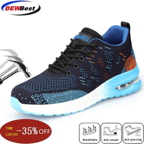 2021 Safety shoes construction sports shoes mens lightweight breathable mens reflective steel toe anti-smashing and non-slip