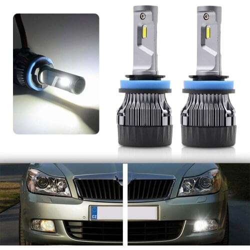 2x White Canbus No Error H8 2500lm LED Fog Light Bulb For 2009-2012 Škoda Octavia II Mk2 Facelift LED DRL Daytime Running Light