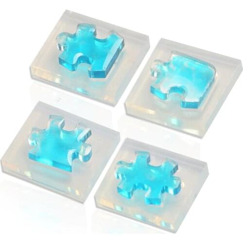 4pcs/set puzzle piece Gemstone Crystal Epoxy resin Mold DIY Jewelry Pendant Making Tools Epoxy clear Silicone Mould E0003PT