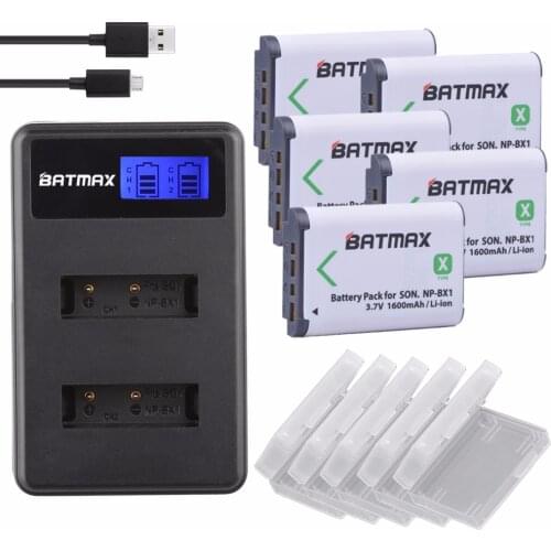 5Pcs NPBX1 NP-BX1 NP BX1 Battery Packs + LCD Dual USB Charger for Sony DSC RX1 RX100 AS100V M3 M2 HX300 HX400 HX50 HX60 GWP88