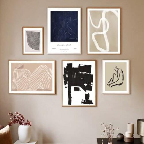 Abstract Striped Girl Line Curve Figure Wall Art Canvas Painting Nordic Posters And Prints Wall Pictures For Living Room Decor