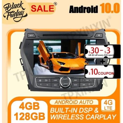 Android 10.0 4G+128G PX6 IPS Carplay For Hyundai IX45 2014-2018 Multimedia Player Auto Radio Tape Recorder GPS Navi Head Unit