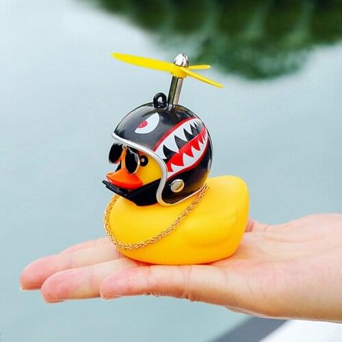 Car Duck Rubber Duck With Helmet Little Yellow Duck In The Car With Glasses Car Internal Dashboard Decoration Car Accessories