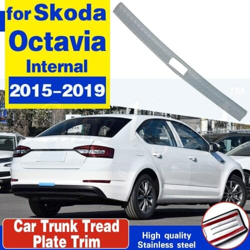 Car styling stainless steel Sedan Trunk Rear guard Tread Plate Pedals Rear Bumper Protector Sill for Skoda Octavia 2015-2019 A7
