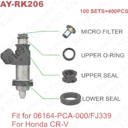 Free Shipping 100 Sets Fuel injector repair kit for 06164-PCA-000 For Honda CRV CR-V 1999-2001 FJ339 for AY-RK206