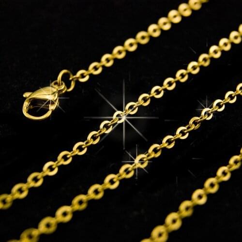 DIY woman o shape Chain golden thinner female cable necklace 1.5mm ROLLO Chain Stainless Steel fadeless bulk wholesale 04