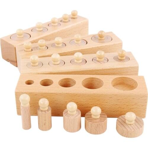 Montessori Baby Wooden Toy Column Height Dimension Learning Educational Cylinder Block Sensorial Brinquesdos Juguest