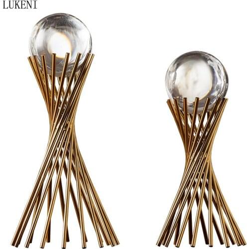 Crystal Ball Decoration European Style Living Room TV Cabinet Bookcase Office Cabinet Home Light Luxury Style Iron Decoration