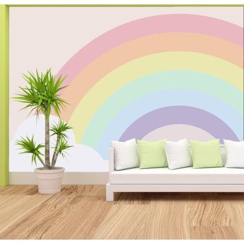 Custom Photo Murals Cute Rainbow Cloud Wallpapers for Living Room Kids Bedroom Contact Self Adhesive Wall Papers Home Decor Roll
