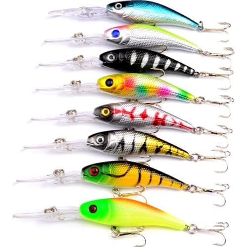 HiUmi 8Pcs 10.1cm 7.8g Minnow Fishing Lures Floating Rattles Bass CrankBait Tackle Artificial Fish Bait