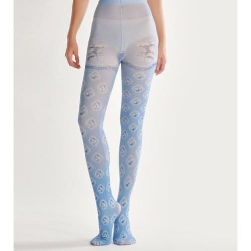 Fashion Sexy Designs Flower Pattern Digital Print Tights Womens Pantyhose Ladies Thick Soft Stockings