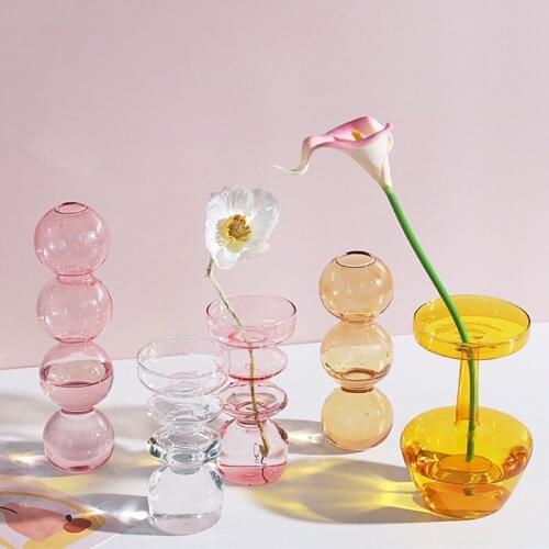 Colorful Tabletop Vase Brief Desk Decoration Salon Terrarium Vase Flower Pot Candlestick For Wedding Party Decor Ваза Для Цветов