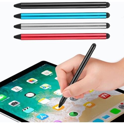 Round Dual Tips Capacitive Touch Screen Pen Dual Heads Ends Metal Stylus Pen for Mobile Phone Smartphone Tablet PC