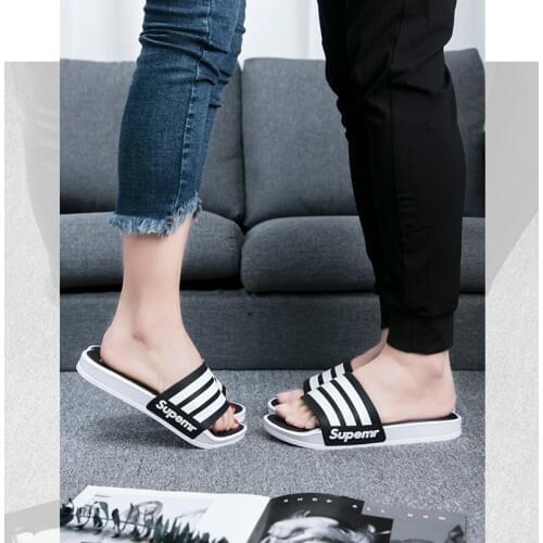Summer couples fashion outdoor slippers Black and White Stripes Casual indoor Non-slip slippers Mens slippers