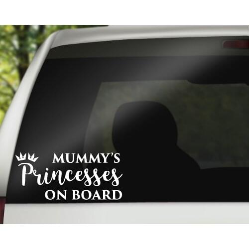 Mummys Princesses on Board Car Window Decal Stickers Pattern Art Car Body High Quality Waterproof Black and White T051