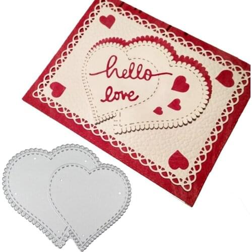Metal Cutting Dies Double Heart Dies Scrapbooking Die Cut Stencil for DIY Handmade Wedding Card Decoration Craft Dies Tool