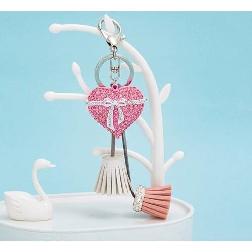 Cute Pendant Keychain Love Heart Bow Heart Bow Knot Key Chain Girl Lady Charm Chic Bag Key Car Ring Car Jewelry Decoration
