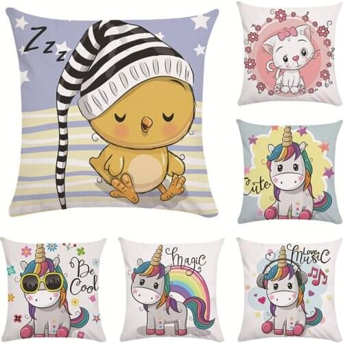Cute Cartoon Unicorn Cushion Cover Polyester Creative Unicorn Decorative Pillowcase Throw Pillow Case Unicorn Cushion Cover