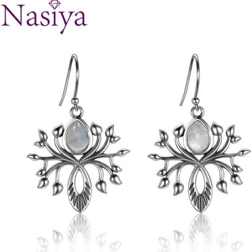 Fashion Water Drop Natural Moonstone Drop Earrings Jewelry Earrings For Women Solid 925 Silver Party Wedding Birthday Gift