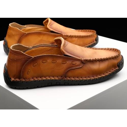 PROWOW high quality Men Cowhide Leather casual Loafers Brand mens shoes Hot fashion Outdoor Walking man Shoes chaussure homme