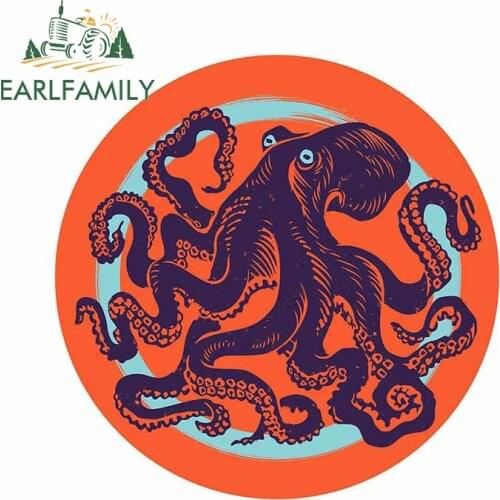 EARLFAMILY 13cm x 12.6cm for Octopus Car Sticker Vinyl Animal Personality Family Window Trunk Assessoires Waterproof Decal