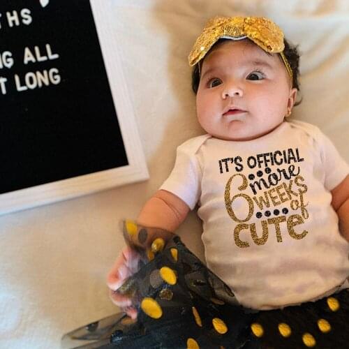 Tutu Six More Weeks of CUTE Newborn Tutu Outfit Baby Girls Cute Suits Summer Short Sleeve Bodysuits Casual Clothes Drop Ship