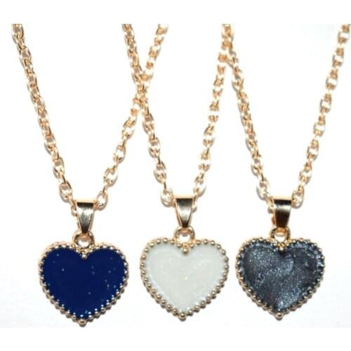 2019 New Color White Grey Glitter Heart Pendant Necklace Elegant Personalized Wedding Exquisite Jewelry Gifts For Women