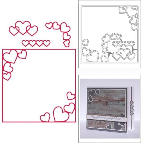 2021 New Hearts In The Square Metal Cutting Dies for DIY Scrapbooking Decoration and Card Making Paper Craft Embossing No Stamps