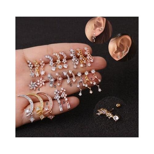 New arrival Stainless Steel Piercing Jewelry Moon Helix Cartilage Earrings