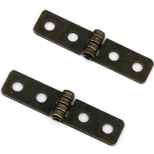 2Pcs Drawer Cabinet Door Furniture Rectangle Hinge Jewelry Wood Box Decorative Hinge Antique Bronze